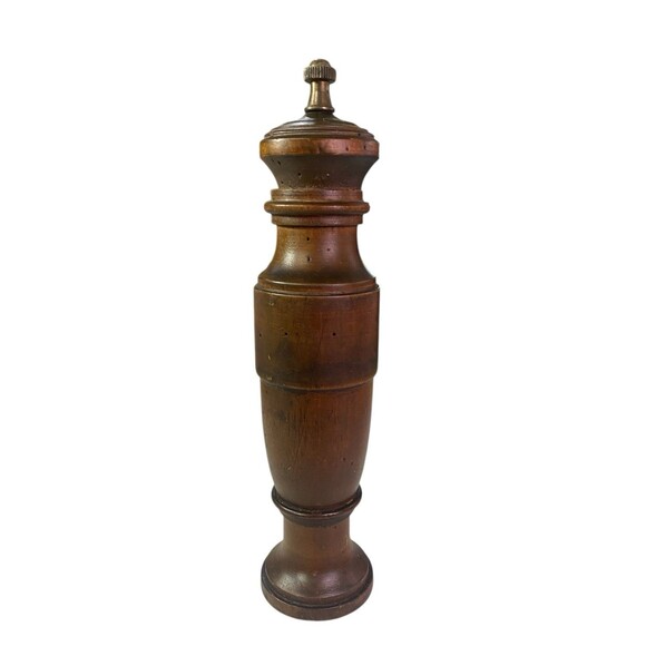 Vtg Italian Wood Pepper Mill 10" C.C Fleur De Lis Made In Italy - Picture 2 of 13